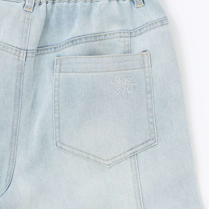 [Cool Touch] Sparkling Flare Denim Pants with Side Slits,Blue, medium image number 10