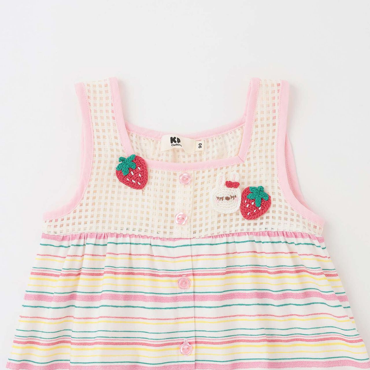 Mesh & Stripe Pattern Vest with Mimi-chan Knit Motif,Blue, large image number 2