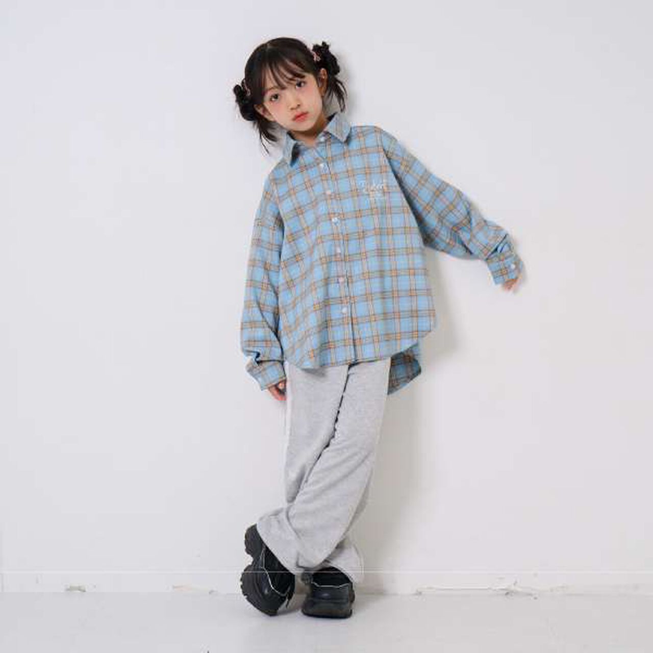 Checkered Loose Shirt,Blue, large image number 7
