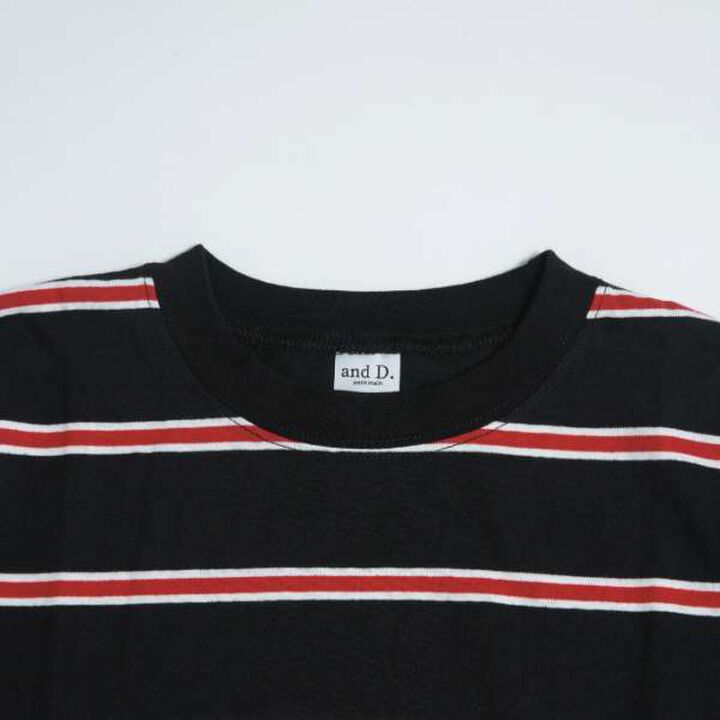 Multi Stripe Pattern Ribbed Sleeve Big Long T-Shirt,Beige, medium image number 7