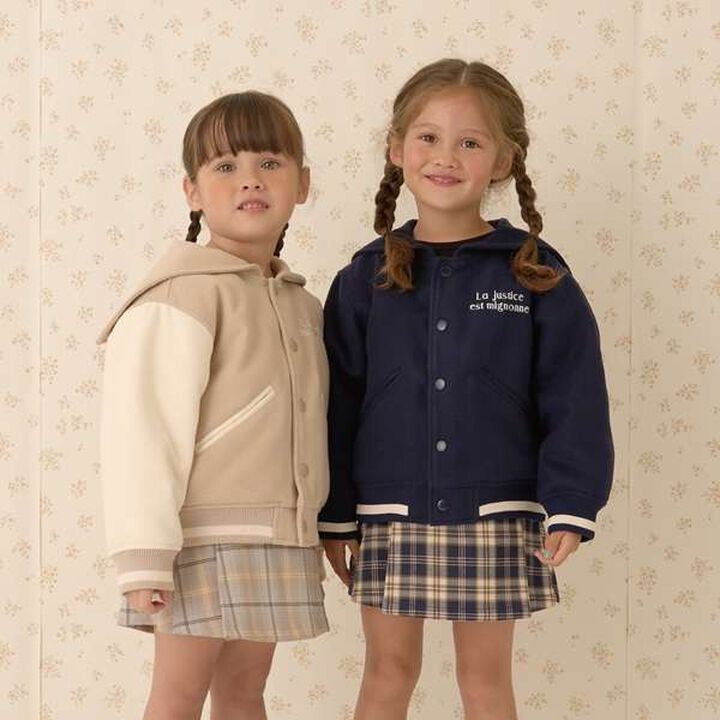 Sailor Collar Varsity Jacket,Beige, medium image number 11