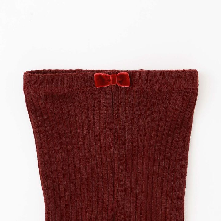 Wool Blend Ribbed Tights,Wine, medium image number 1
