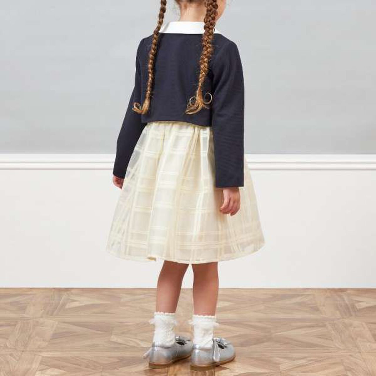 KP Ripple Ponte Fabric Collared Bolero [110-130],Off white, large image number 3