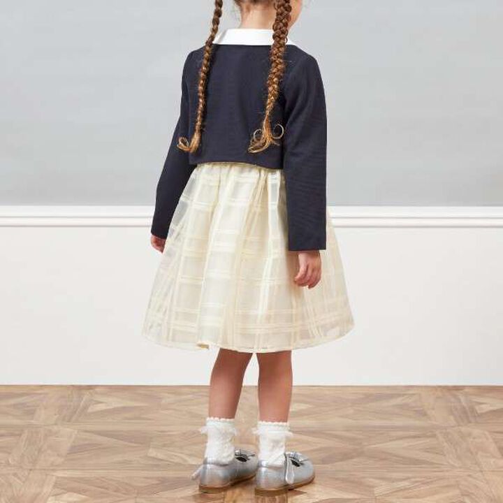 KP Ripple Ponte Fabric Collared Bolero [110-130],Off white, medium image number 3