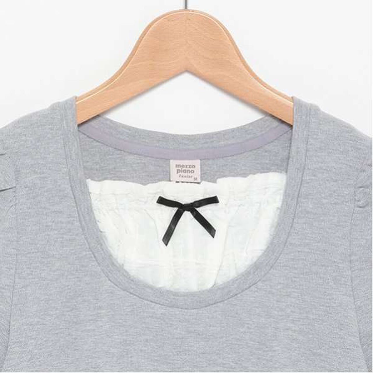 Fabric Panel Contrast T-Shirt (7/8 Sleeve),Black, large image number 7