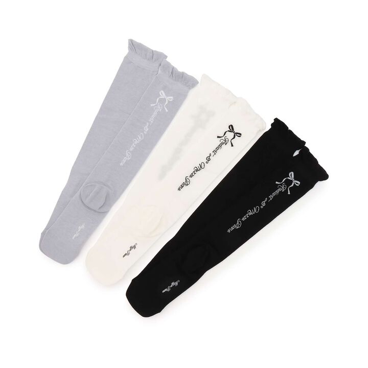 Ribbon & Logo Knee-High Socks,Silver gray, medium image number 4