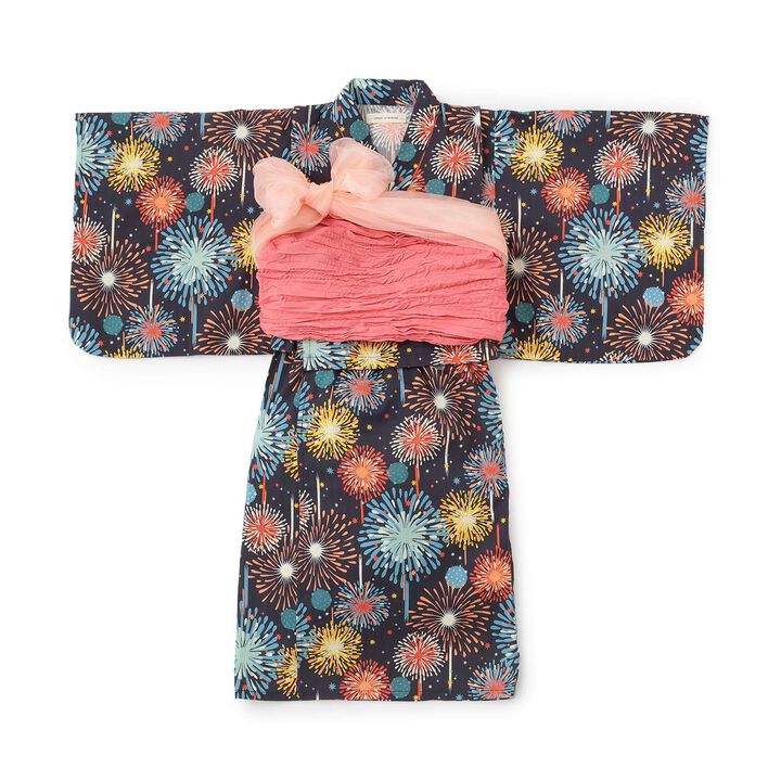 Yukata Set with Fireworks Pattern,Pearl white, medium image number 2