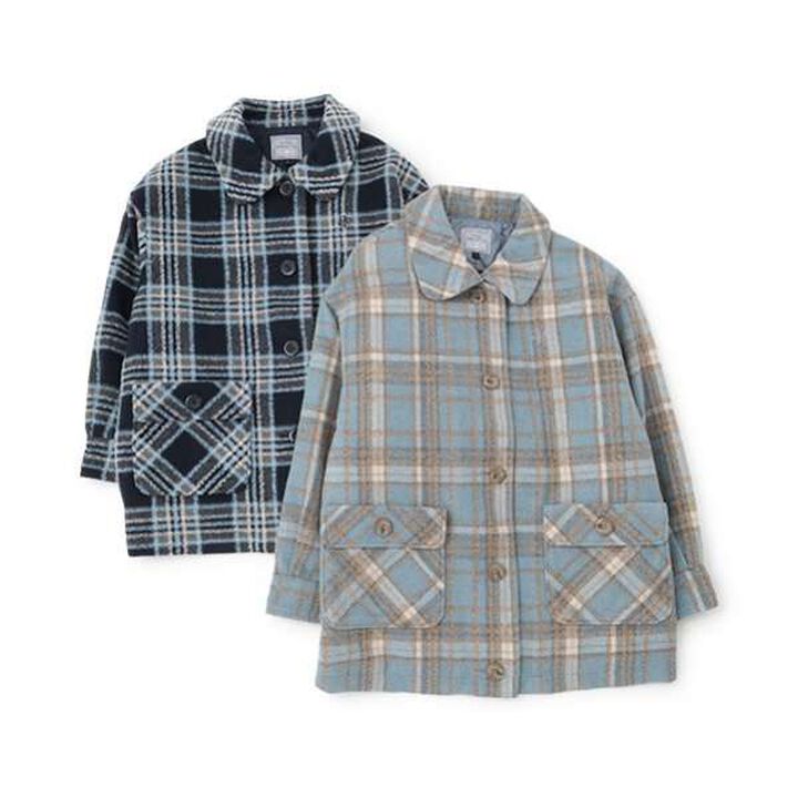 Check Cocoon Coat,Navy, medium image number 17