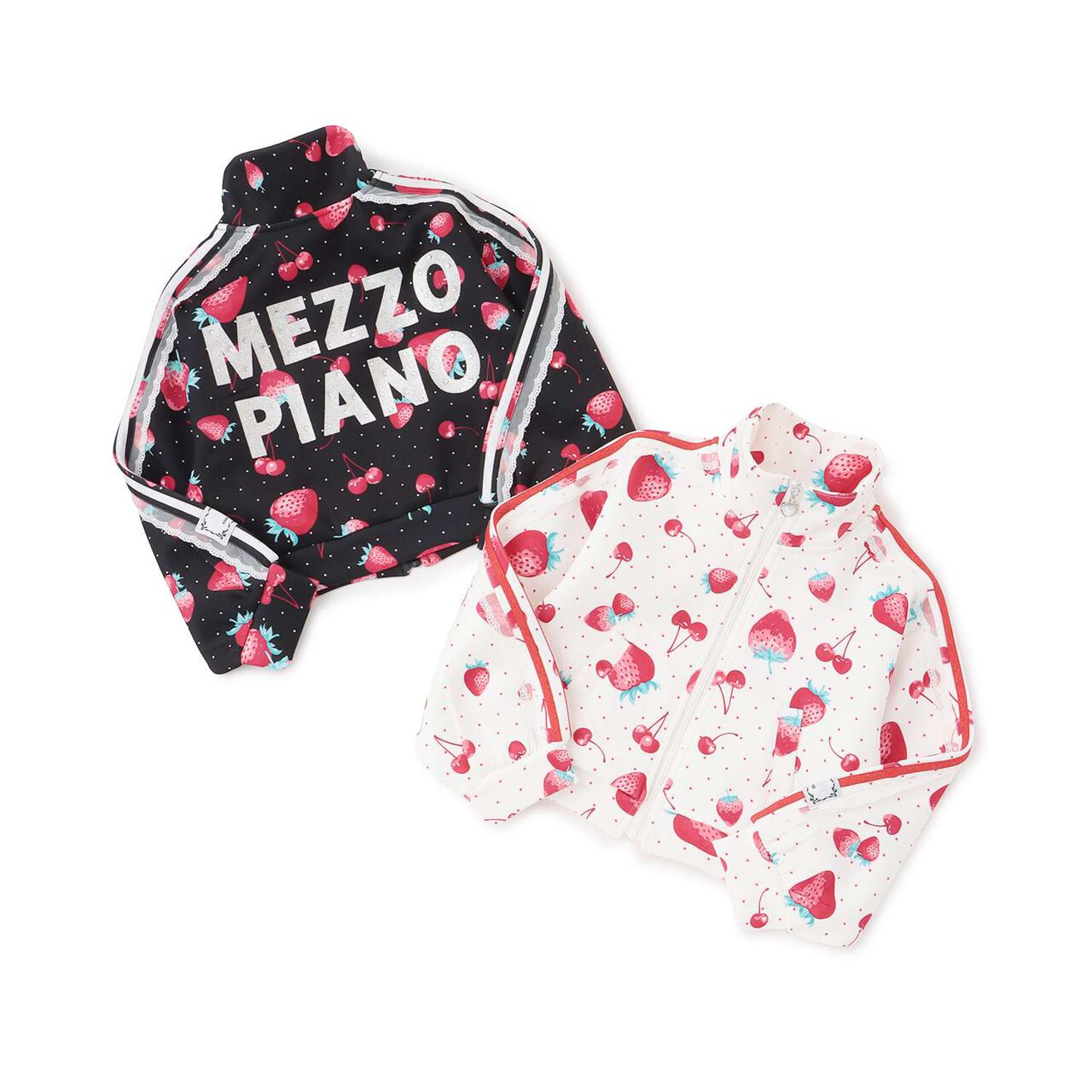 Strawberry Cherry Pattern Lace Sleeve Jersey,Black, large image number 7