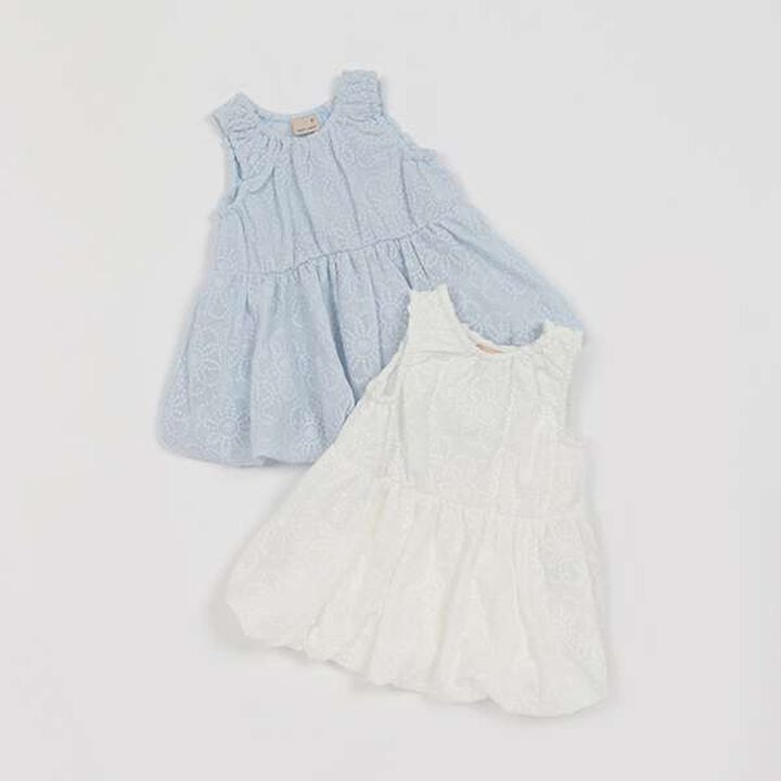 Lace Balloon One-Piece Dress,Sax blue, medium image number 7