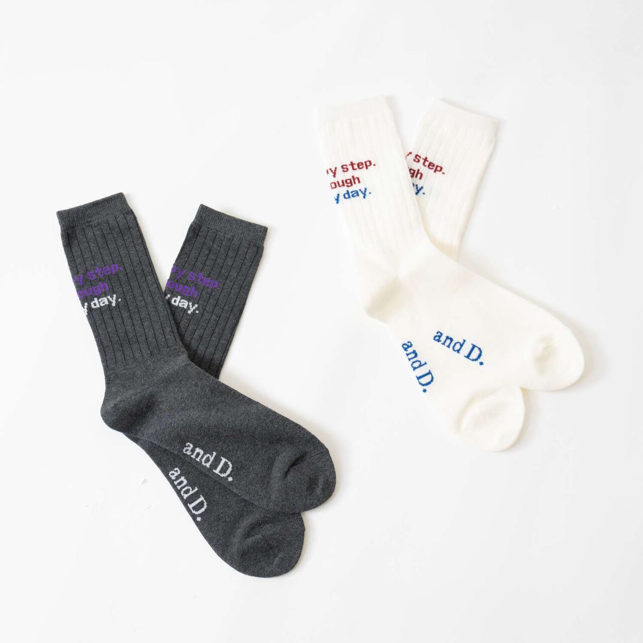 [Matching with Dad Outfit] Logo Socks Set,White, large image number 0