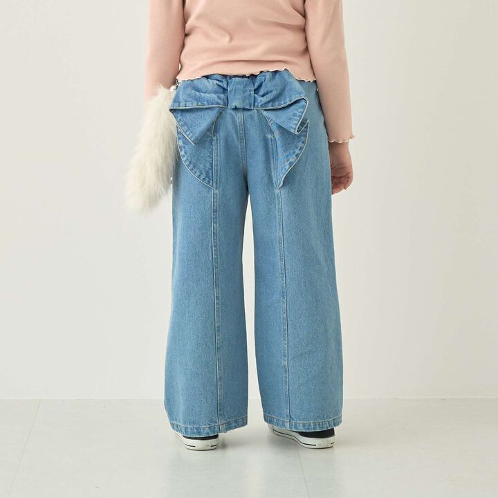 [Recommended for School] Back Ribbon Wide Pants for Girls [Kids' Clothing],Sax blue, medium image number 6