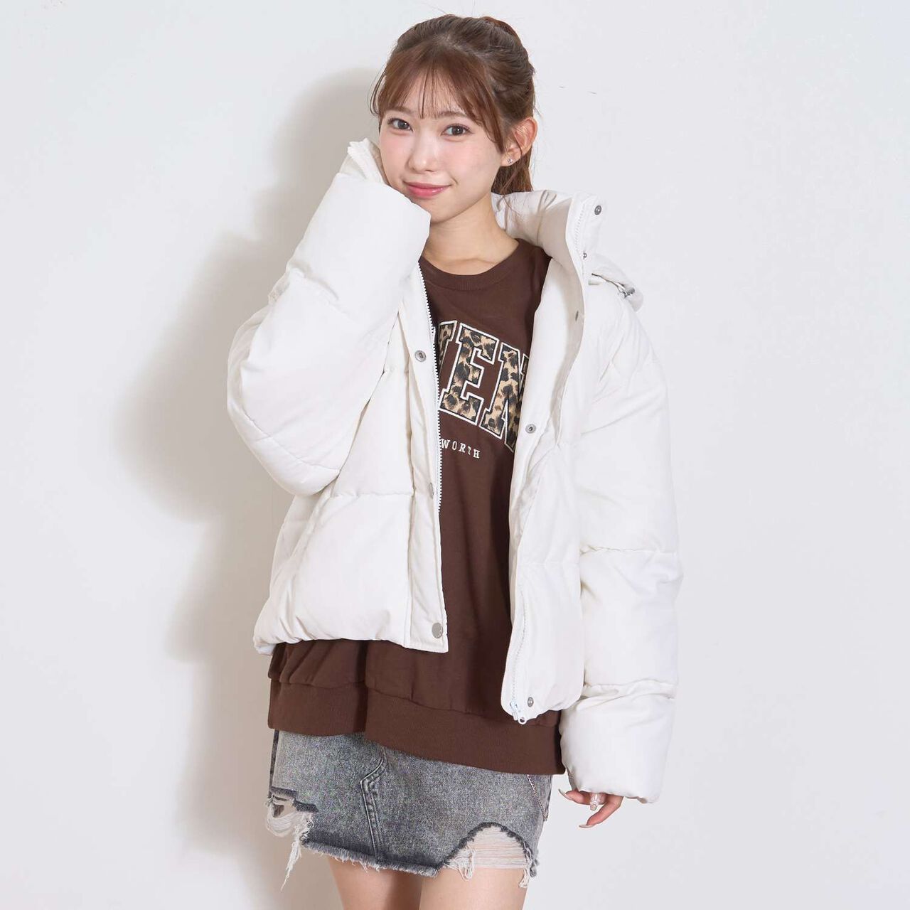 Puffy Bomber Jacket,Light gray, large image number 11