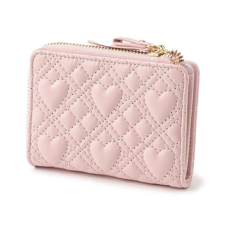 Heart Quilt Frill Wallet,Light pink, medium image number 1