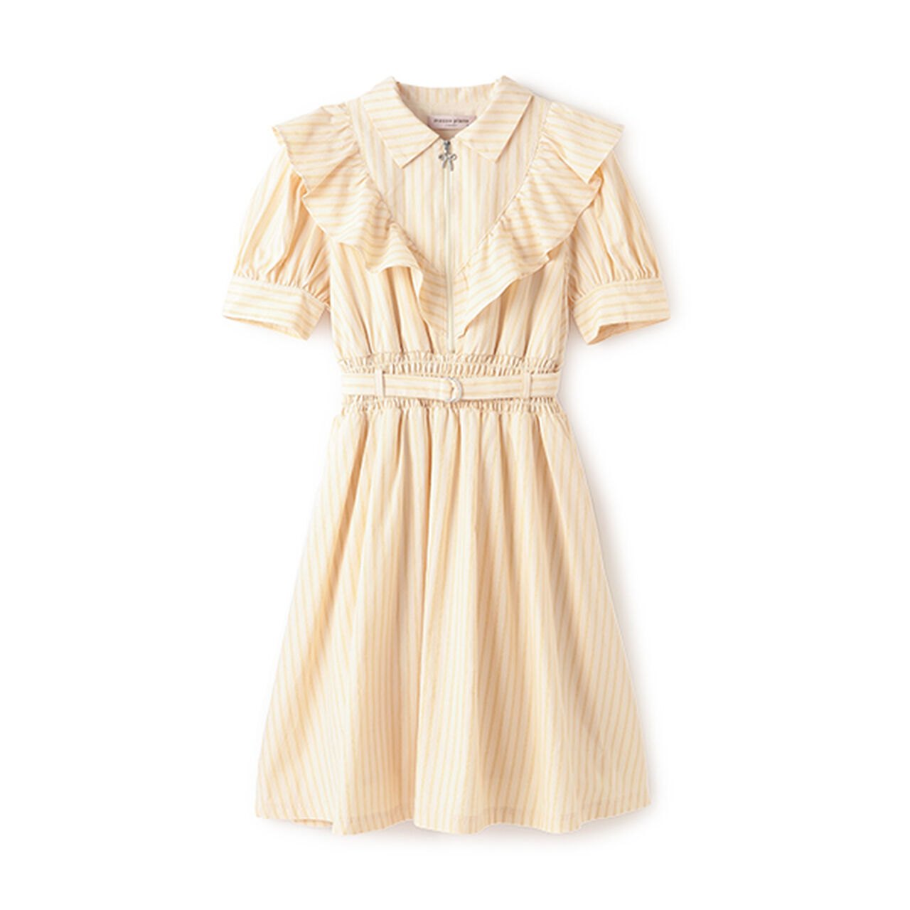 Half-Zip Frill One-Piece Dress,Sax blue, large image number 17