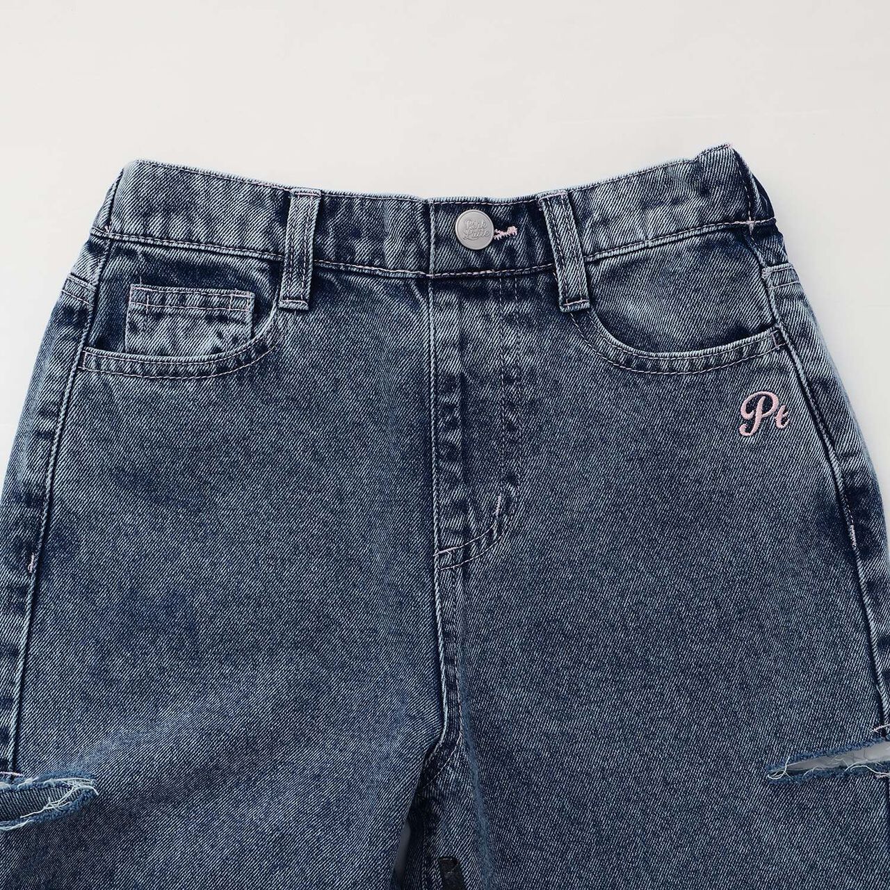 Side-Cut Distressed Long Pants,Gray, large image number 2