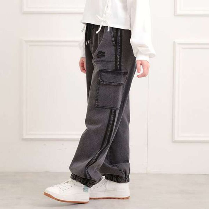 Line Denim Cargo Pants,Light blue, medium image number 8