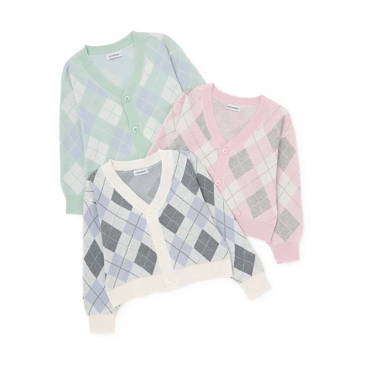 [Arael] Argyle Cardigan,Emerald green, medium image number 15