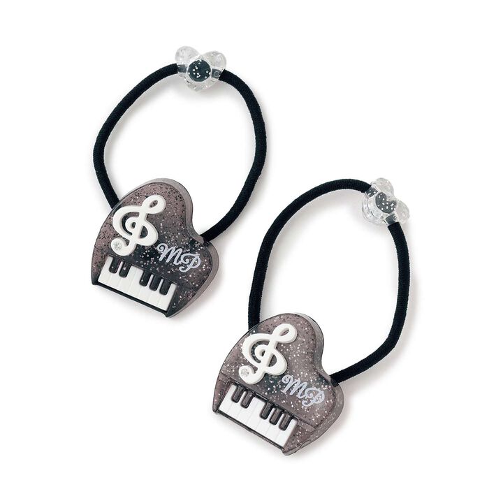 Piano Motif Hair Ponytail Holder 2-Pack [Made in Japan],, medium
