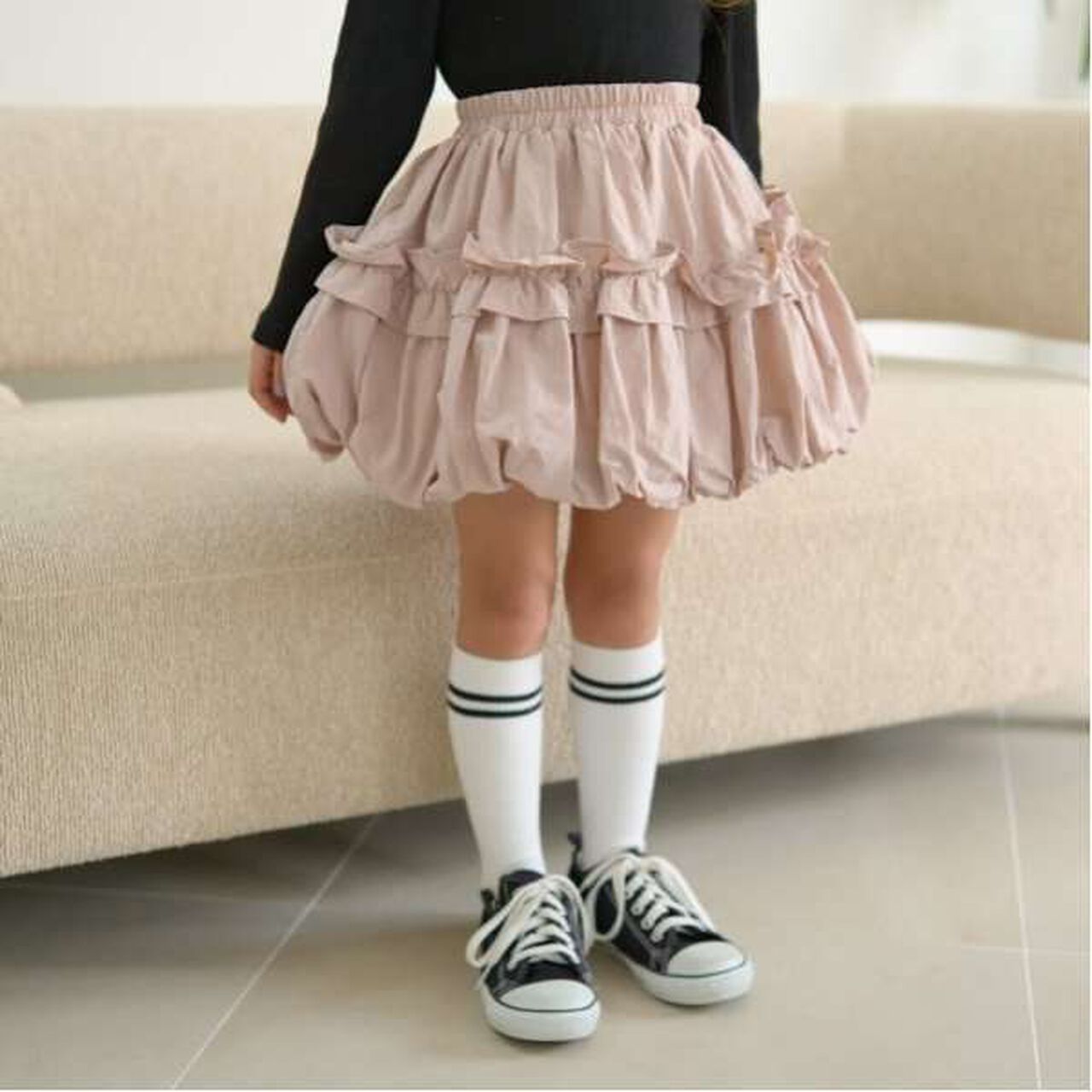 Frilled Balloon Skirt,Deep red, large image number 19
