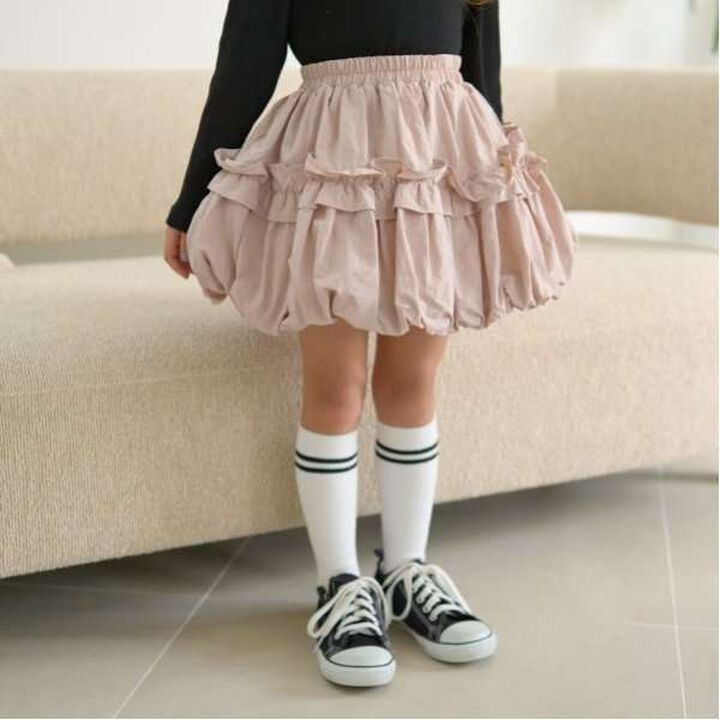 Frilled Balloon Skirt,Deep red, medium image number 19