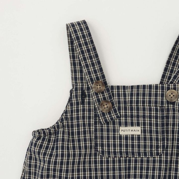 Checkered Overalls Set,Navy, medium image number 10