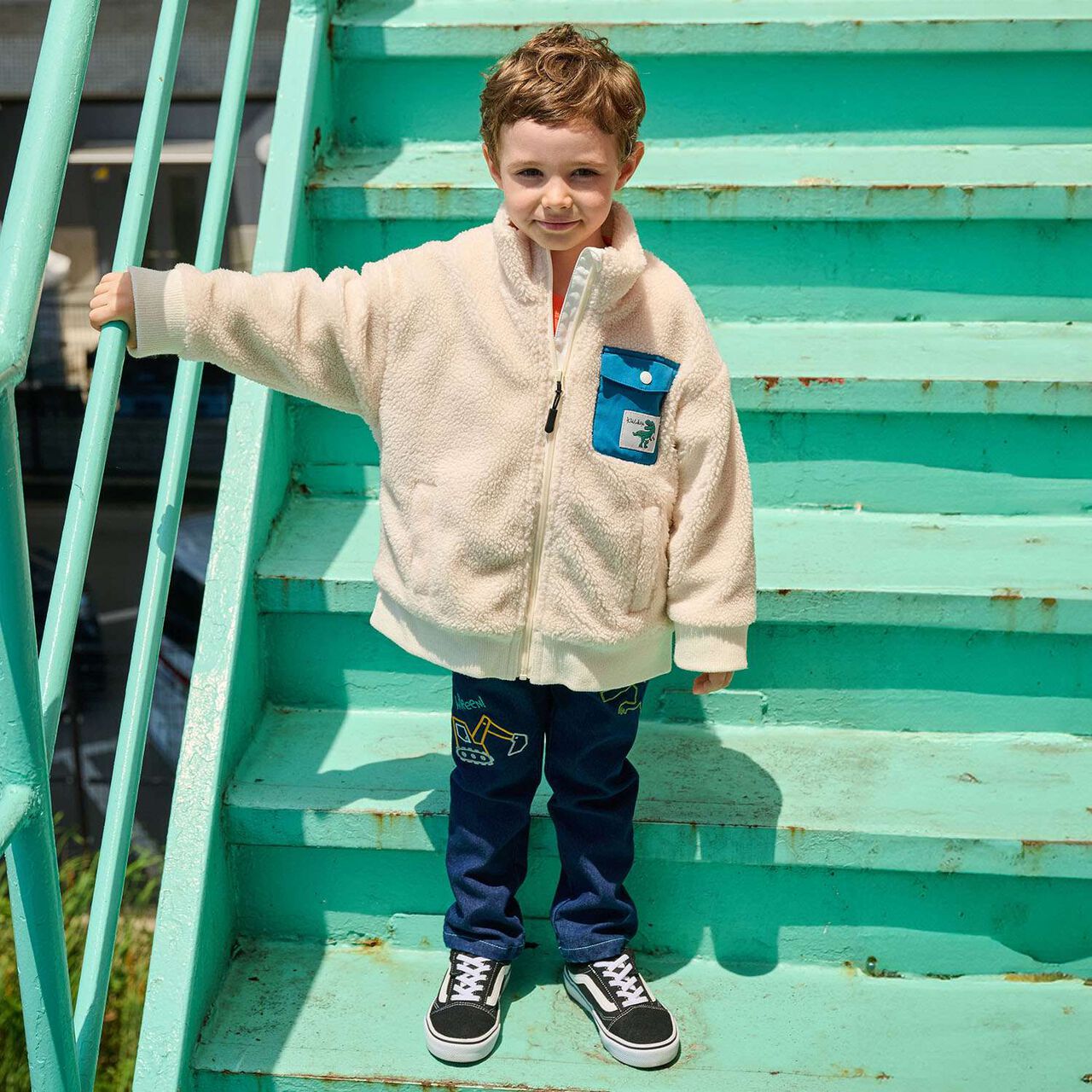 Dinosaur and Heavy Machinery Long-Length Straight Pants,Navy, large image number 16