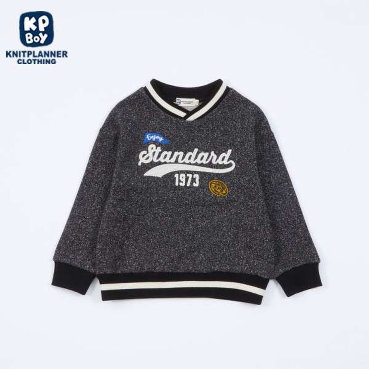 KP Boy Ribbed Sweatshirt [100-160],Black, large image number 0