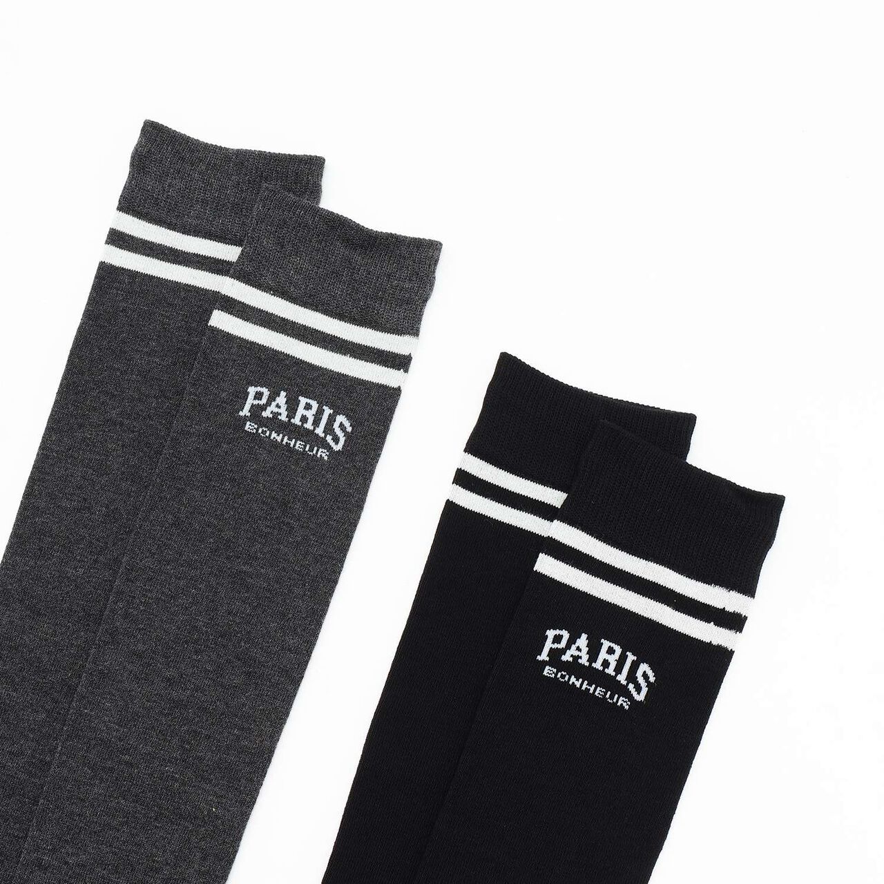 [Antibacterial Deodorizing] Striped Knee-High Socks,Black, large image number 9