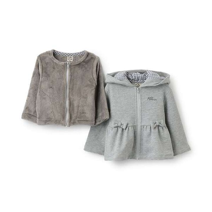 Lame Fleece 3 WAY Bomber Jacket,Light gray, medium image number 9