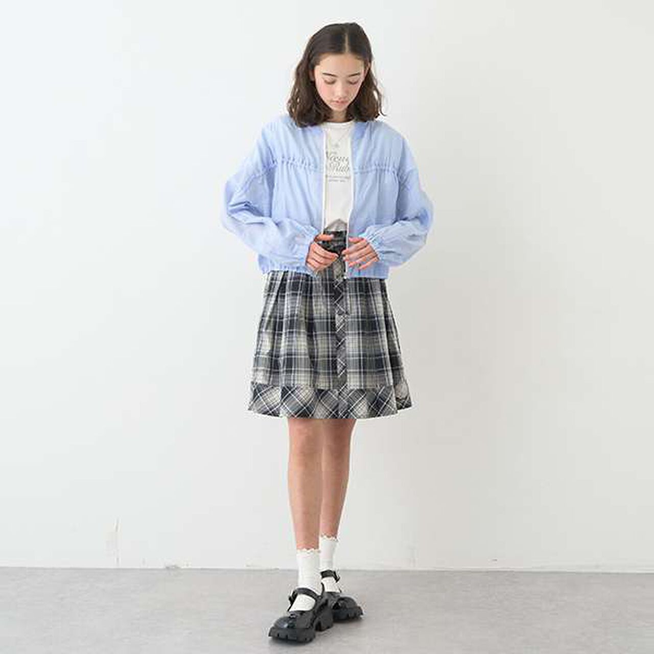 Ribbon Tulle Skirt,Black, large image number 15