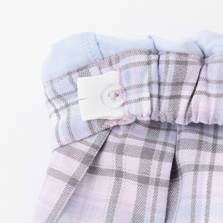 Angel Pouch Checkered Denim Pleated Skirt-Pants,Lavender, medium image number 3