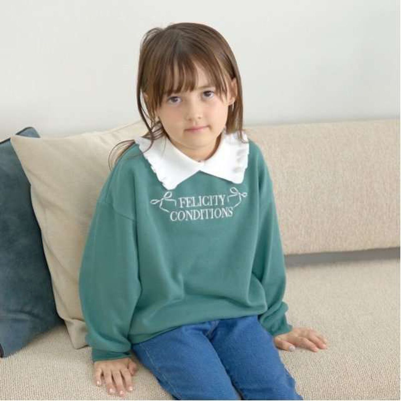 Pilling-Resistant Fuzzy Frill Collar Sweatshirt,Top gray, large image number 21