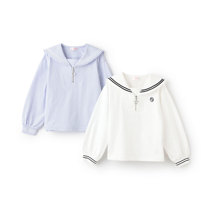 Sailor Collar Zip Pullover,Off white, medium image number 10