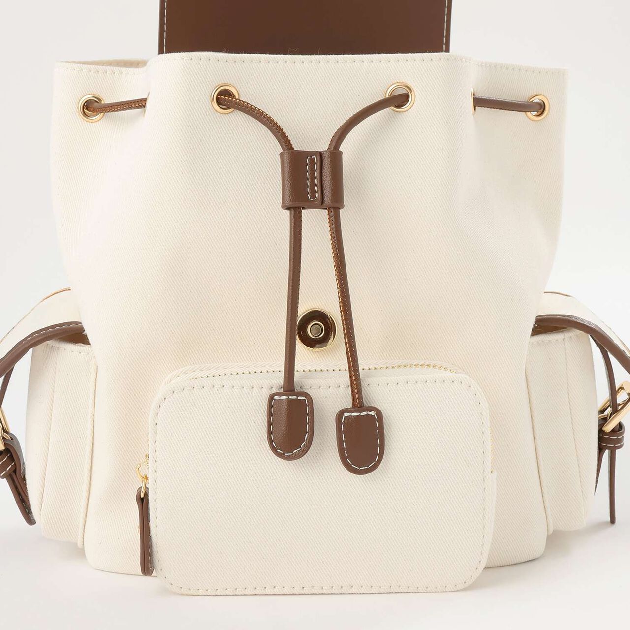 Canvas & Synthetic Leather Mini Backpack,Navy, large image number 4