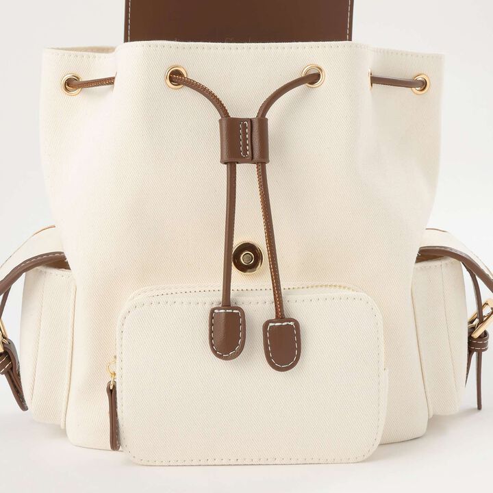 Canvas & Synthetic Leather Mini Backpack,Navy, medium image number 4