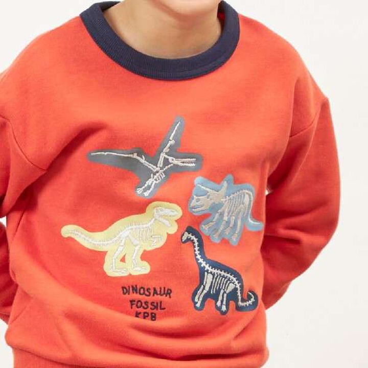 KP Boy Dinosaur Fossil Embroidered Sweatshirt [80-130],Blue, medium image number 2