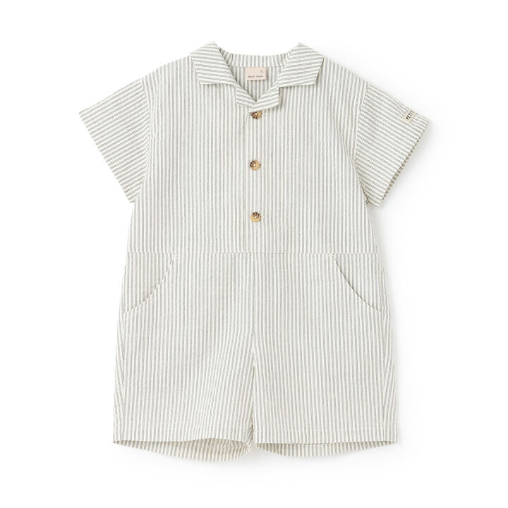 布面料翻領襯衫連身衣,條紋, medium image number 4