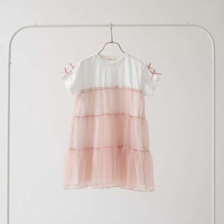 [Cool Touch] Tiered Tulle T-Shirt Dress,Black, medium image number 8