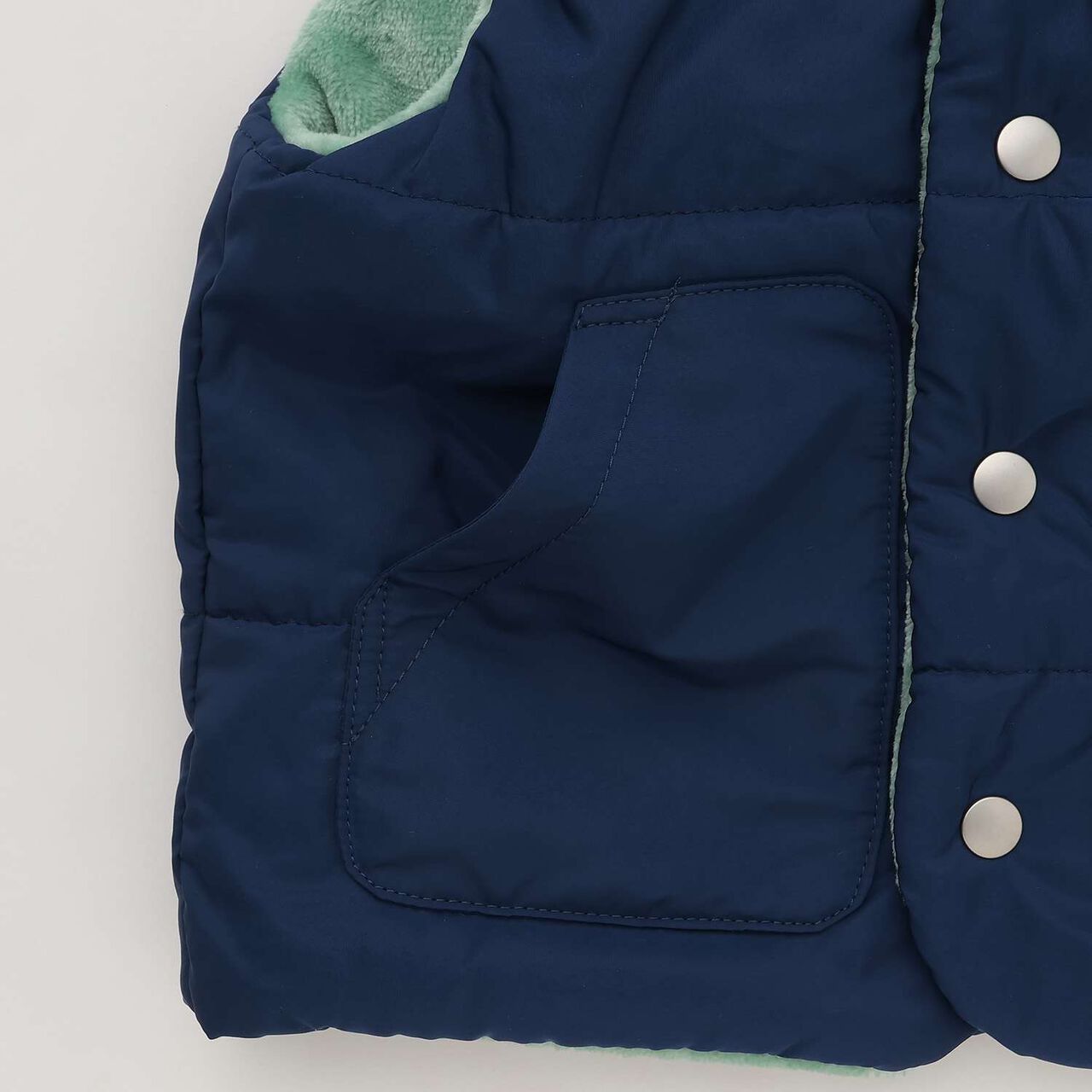 [Reversible] Taffeta &times; Boa Vest,Navy, large image number 7