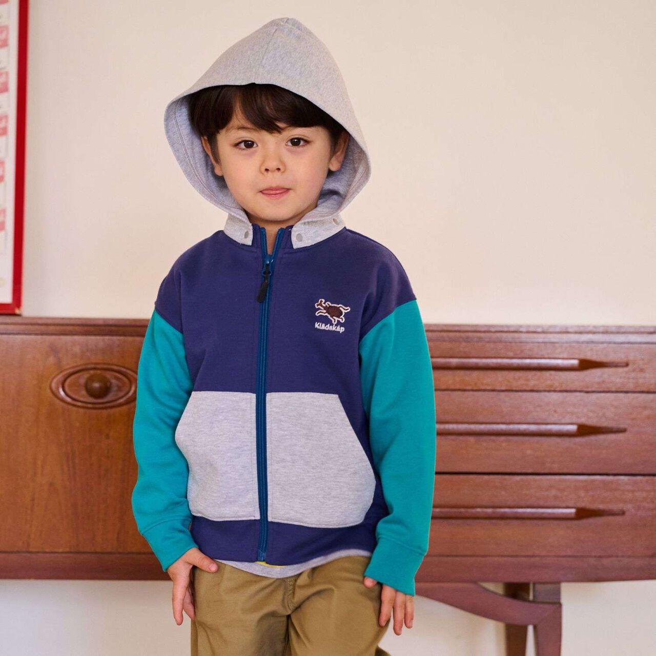 Insect Embroidered Long-Sleeve Zip-Up Parka,Navy, large image number 3