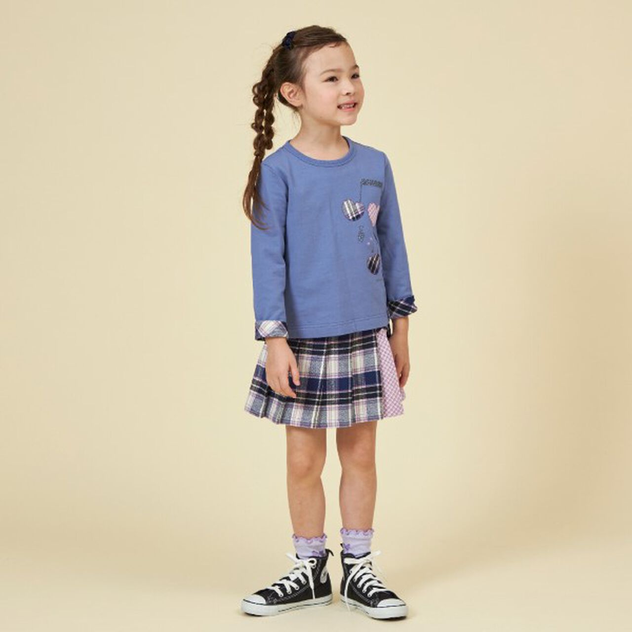 KP Check Pleats Skirt with Shorts (90-160),Pink, large image number 15