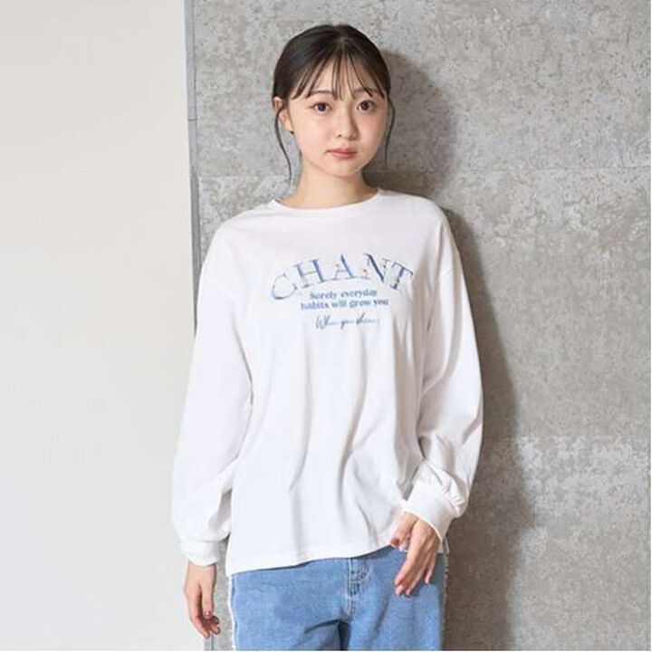 Orgabits Flower Embroidery Long Sleeve T-Shirt,Charcoal gray, medium image number 17