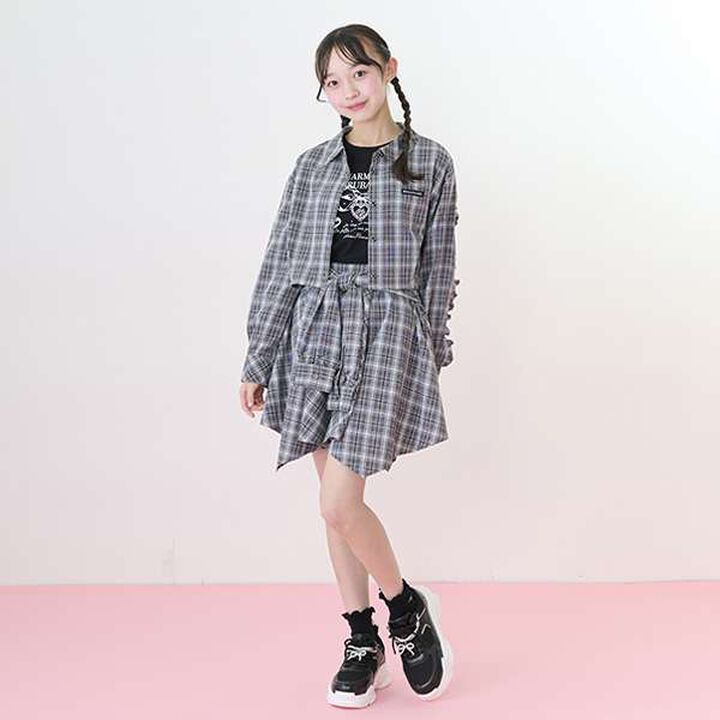 Knot Shirt Style Skirt with Shorts,Light gray, medium image number 8