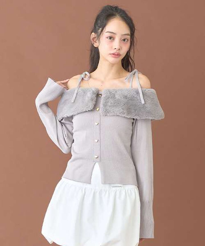 2 WAY Off-Shoulder Knit Pullover [Korean Fashion],, medium