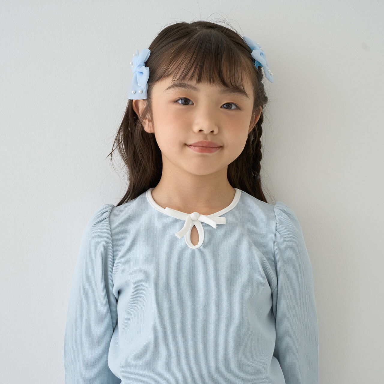 [Mini Length] Bi-Color Ribbon Ribbed Top,Blue gray, large image number 3
