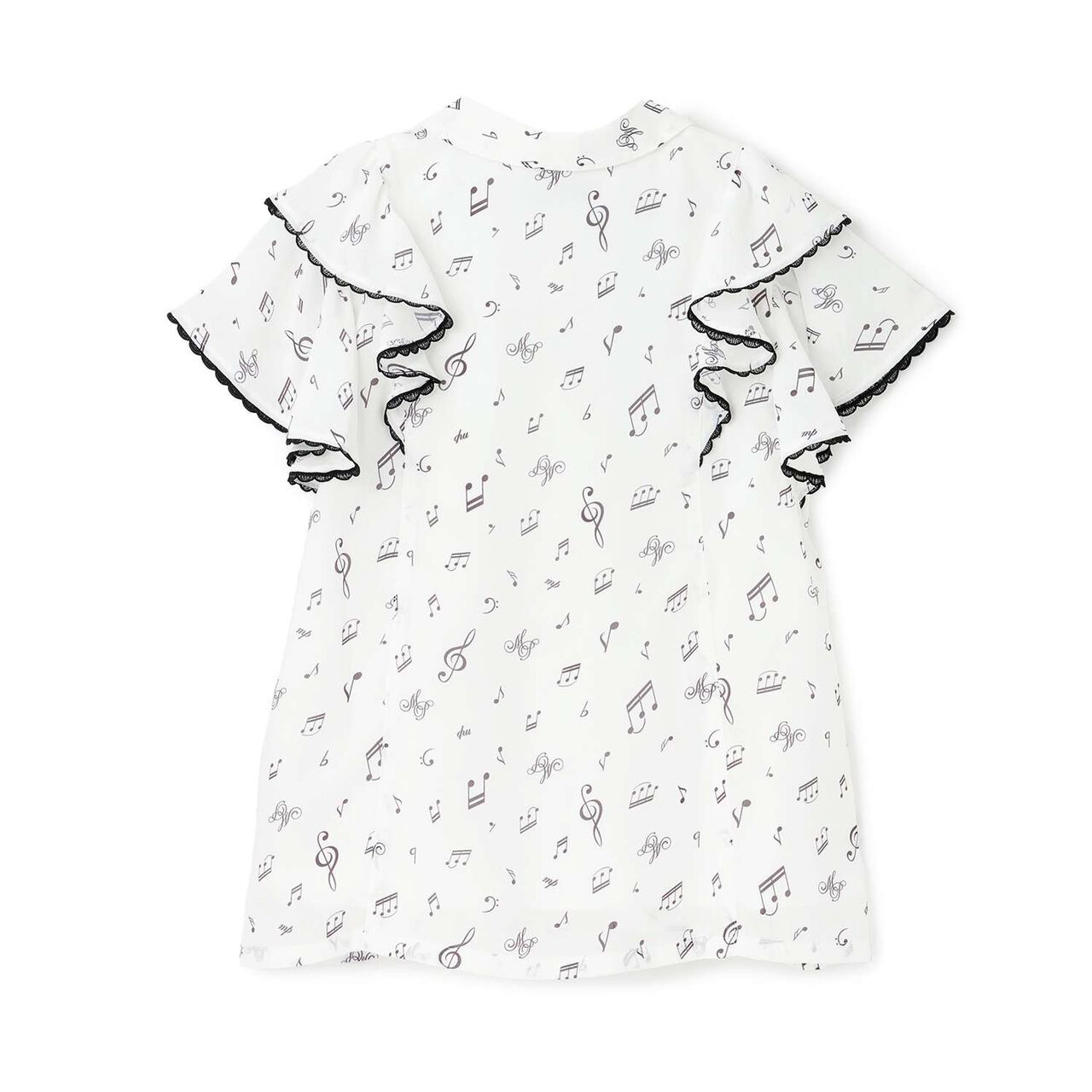 Musical Note Frill Blouse♪,Off white, large image number 1