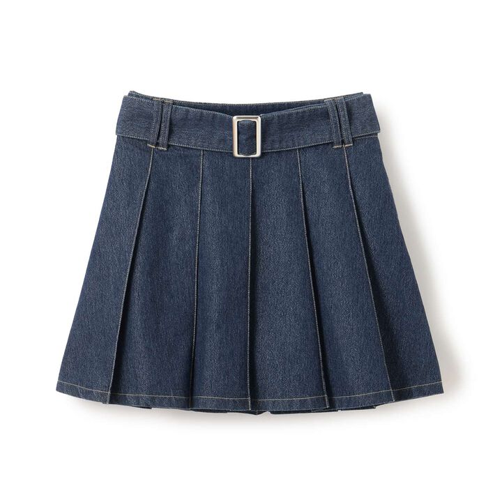 [LTXC] Denim Pleated Skirt with Belt,Navy, medium image number 10