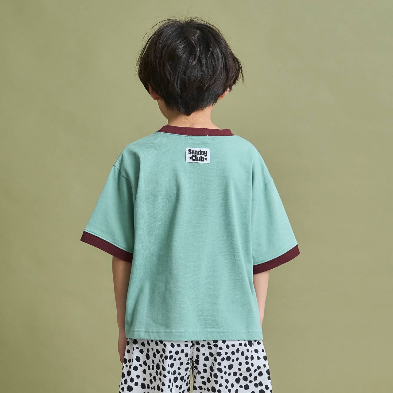 [Anti-Stain & Quick-Dry] Distressed Logo Print Ringer T-Shirt,Turquoise, large image number 20