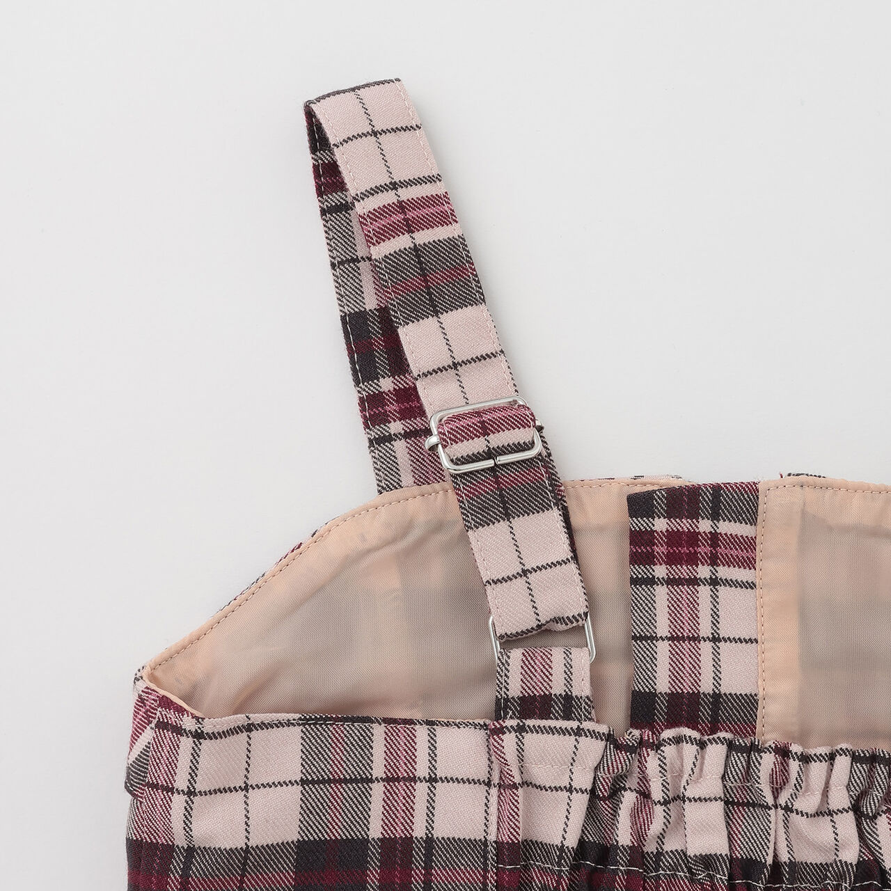 [Popular Item Restocked] [Not Available at Physical Stores] Checkered Bustier & Long-Sleeve T-Shirt Set,Beige, large image number 4